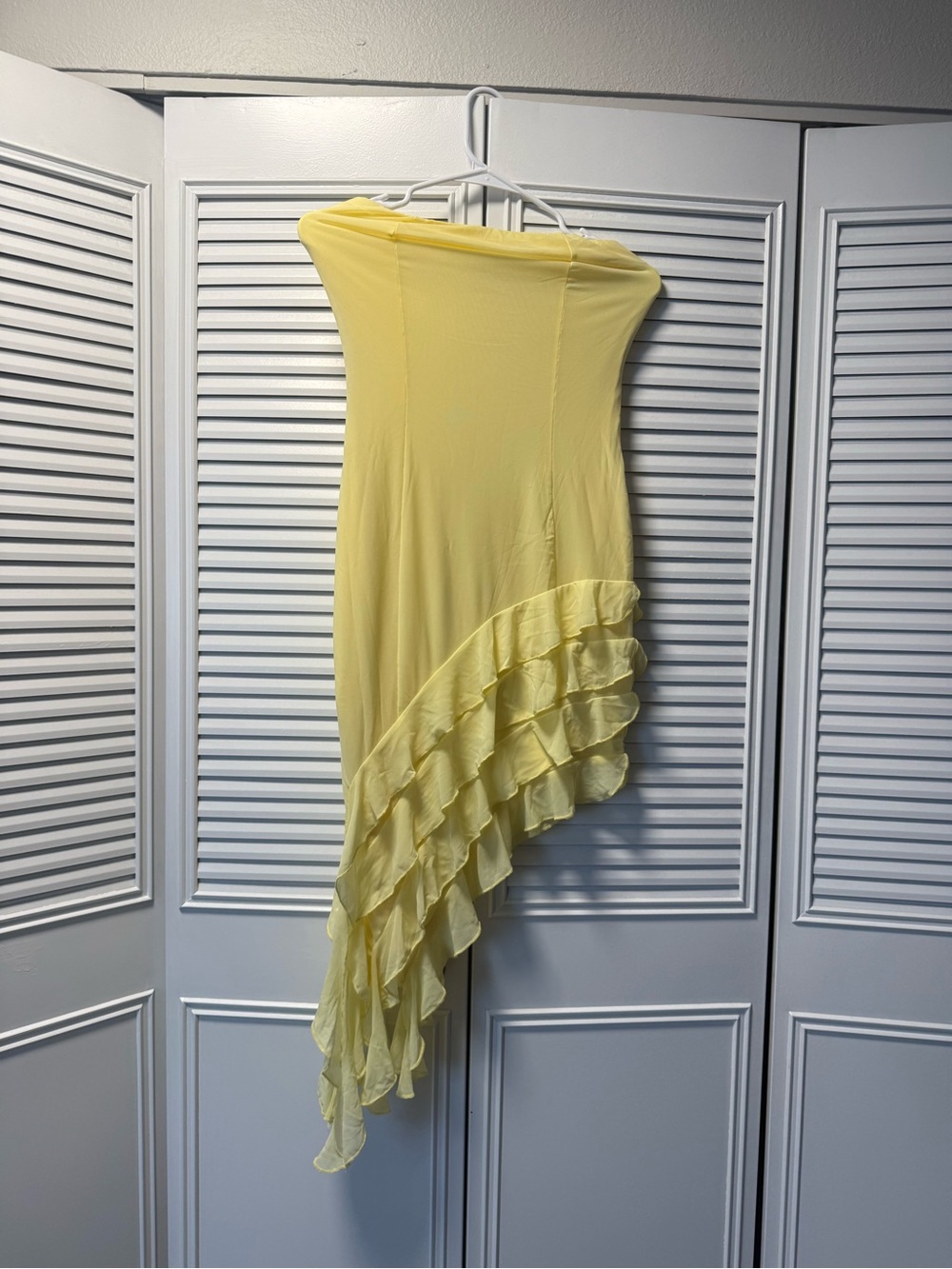 Alexis Strapless Yellow Asymmetrical Ruffle Dress